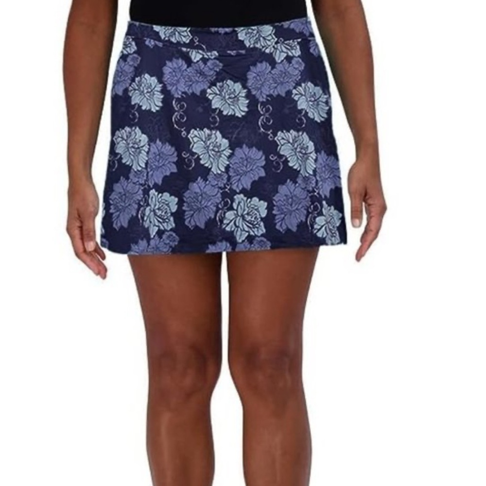SK39 Tranquility Skort Size L Floral Print Skirt in Blue and White